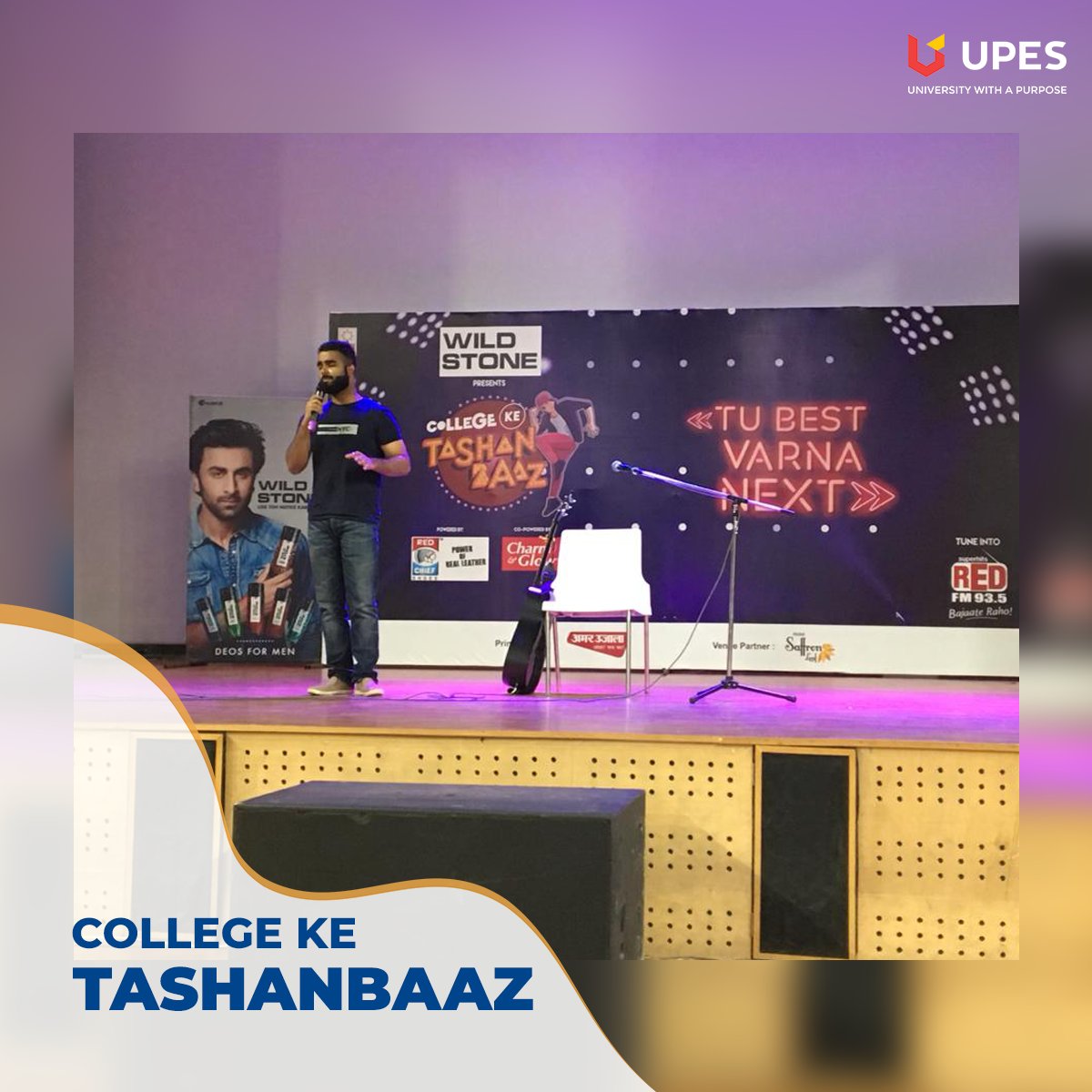 UPESDehradun's tweet photo. RedFM organized College Ke Tashanbaaz at MAC Bidholi Campus where we came across some really amazing talent that left the jury speechless.
It was an event full of fun.
#UPES #UniversityWithAPurpose #LifeAtUPES #CollegeEvents #Tashanbaaz https://t.co/jBJbO8iN4E