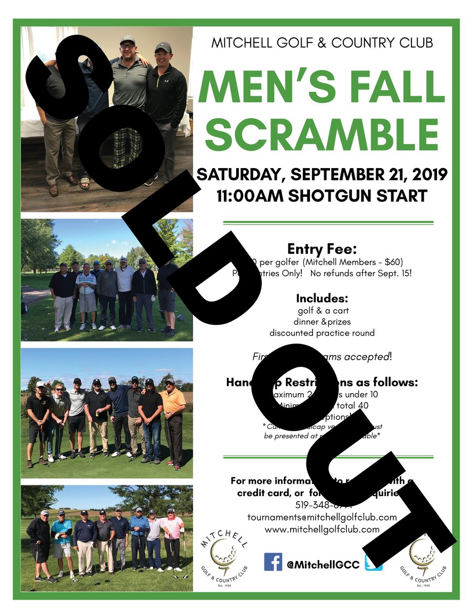 We can't wait for our SOLD OUT Mens Fall Scramble Tournament happening next Saturday! Give us a Like and a RT if you are playing! 🙋‍♂️⛳️ #fallscramble #golfseasonisntover #clubtournaments