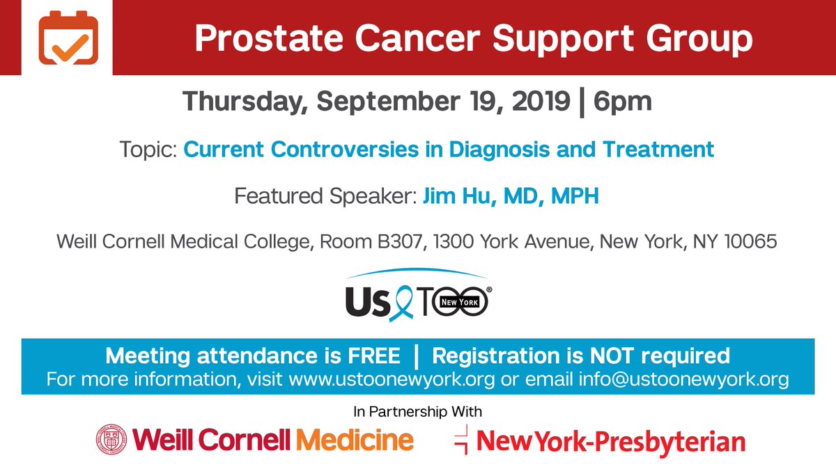 WCM GU Cancer (@wcmgucancer) on Twitter photo Don’t miss <a href="/WCMUrology/">Weill Cornell Medicine Urology</a>’s <a href="/jimhumd/">Jim Hu</a> at this month’s <a href="/UsTOOHQ/">Us TOO International</a> #prostatecancer #supportgroup meeting. #PCAM Don’t miss <a href="/WCMUrology/">Weill Cornell Medicine Urology</a>’s <a href="/jimhumd/">Jim Hu</a> at this month’s <a href="/UsTOOHQ/">Us TOO International</a> #prostatecancer #supportgroup meeting. #PCAM