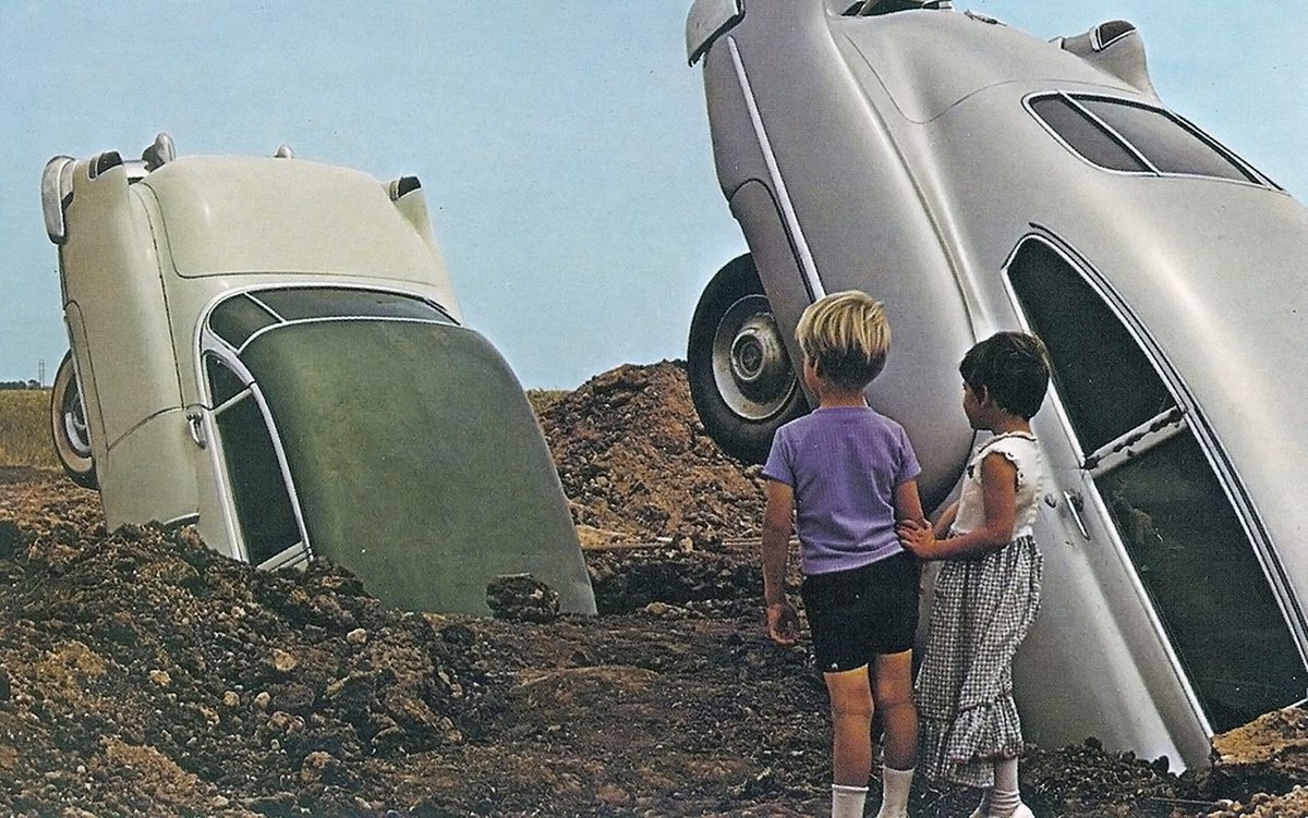 The Cadillac Ranch in Amarillo, Texas, 1974, as the installation was nearing completion.   It's hard to believe the Cadillacs were once rather new-looking and shiny. I am told that, after Palo Duro Canyon, the Cadillac Ranch is Amarillo's second biggest tourist attraction.