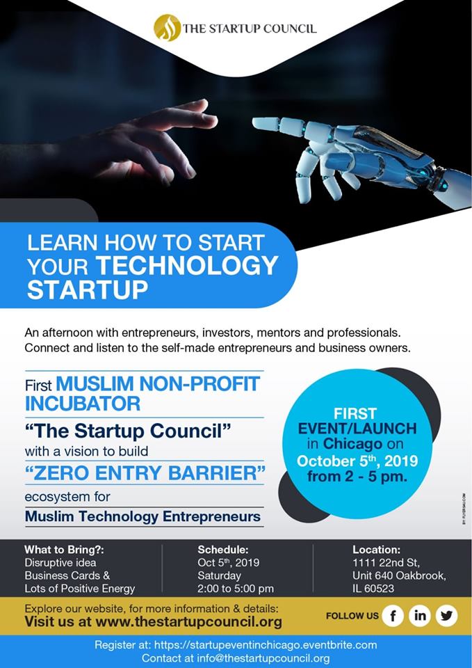 TStartUpCouncil's tweet photo. The StartUp Council is inviting Technology Entrepreneurs to "Startup Afternoon" in Chicago, on October 5th, from 2:00 - 5:00 pm.
We help you build the company you always dreamed of.
Register @ 
https://t.co/9qXTM41Bnr
#TSC #event #startup https://t.co/nHGbFYBozh