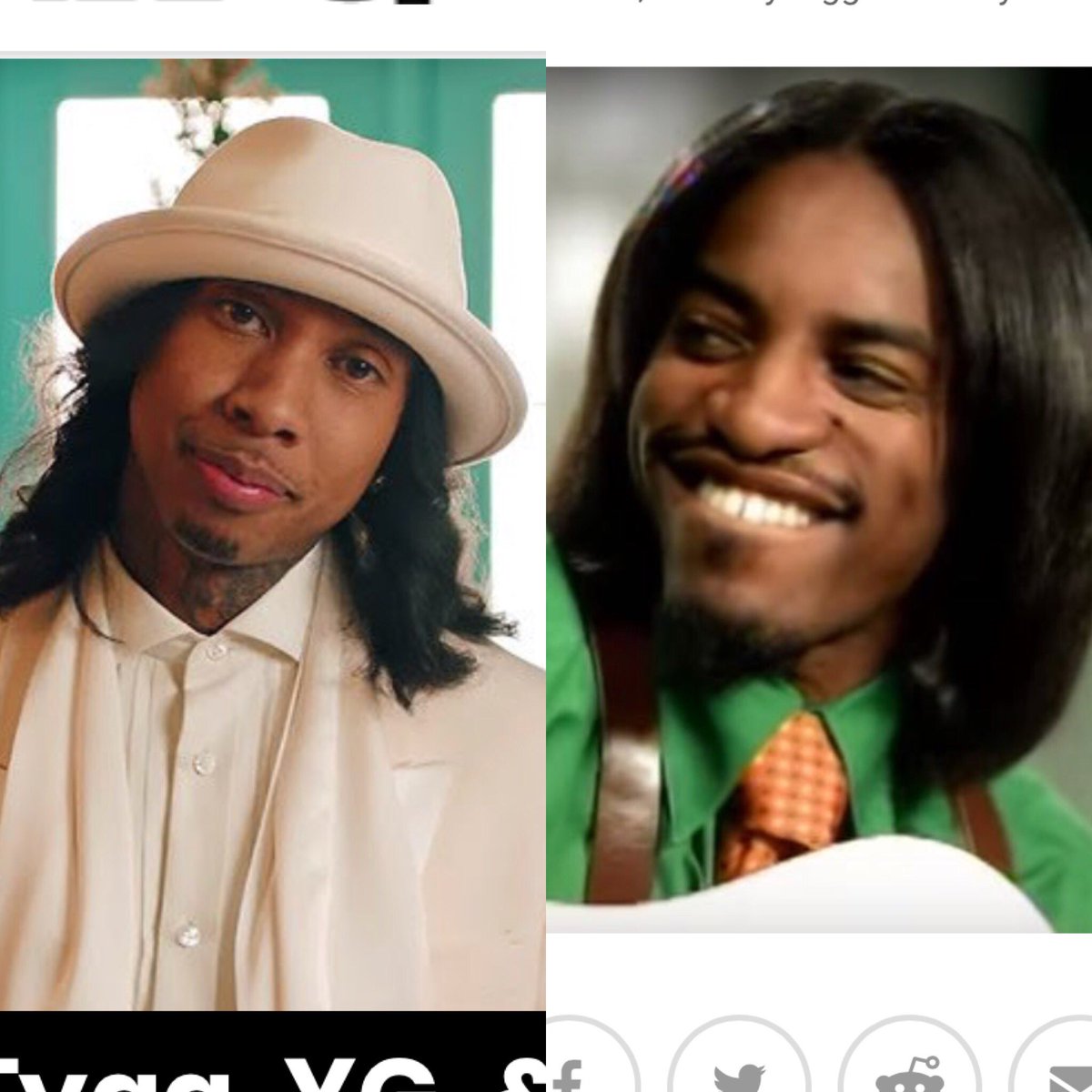 nells_m's tweet photo. WHY DOES TYGA LOOK LIKE FREAKIN ANDRÉ 3000 IN THIS NEW BOP MUSIC VIDEO. OH MY GOD. I CAN NOT GET OVER IT!!!! https://t.co/19uHyas46w
