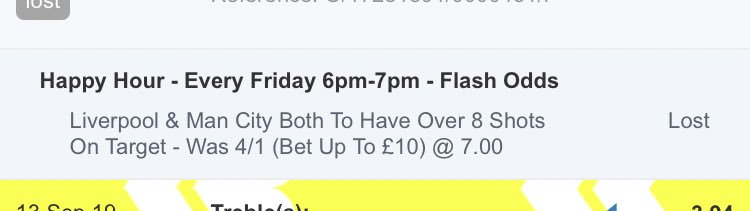 GazzaChambers's tweet photo. @WilliamHill both teams had 9 Shots on Target that was live on the Will Hill app, how is this a loss? https://t.co/mXtaW7lAqv