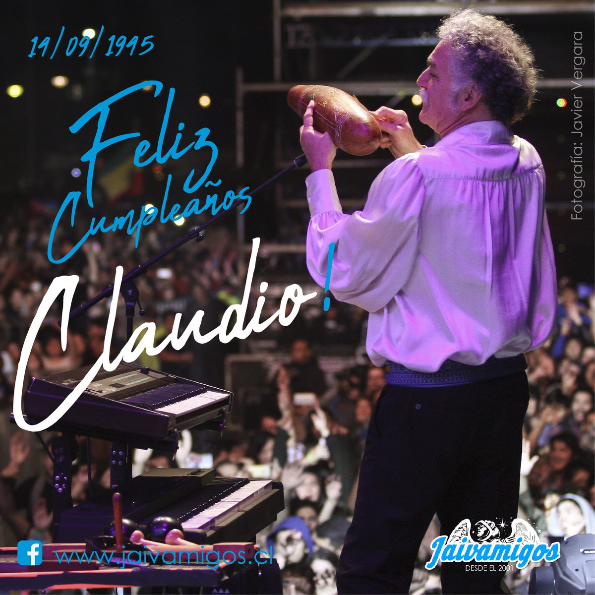 Felicidades Claudio! 🎂
Que sean muchos años más!
Gracias por tanta gentileza para con todos siempre! 

📸 Javier Vergara <a href="/javier/">Javier Arce</a>.vergara.photo
Gráfica Carlos Guerra

#Jaivamigos
#LosJaivas
#FundacionCulturalLosJaivas