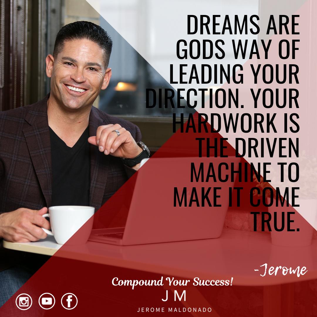 JeromeMaldonado's tweet photo. Dreams are made to keep us motivated towards a bigger end goal. Let nothing stop you from turning your dreams into reality.
#jeromemaldonado #compoundyoursuccess #realestate #goals #goal #failure #Success #realestateinvesting #Life #lifestyle #entrepreneur https://t.co/xzKnFg0KtF