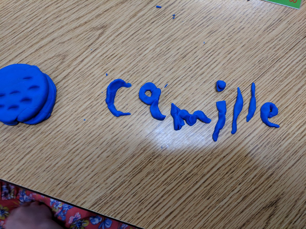 MrsGsK1's tweet photo. Using our fine motor skills to practice the letters in our names. "Can we do this again?" Kindergarten learning is fun! #proudpetspatriots @wallaceteaching https://t.co/yX8GGhjsq8