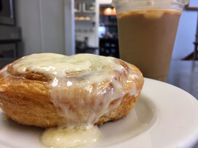 Scribs_Coffee's tweet photo. There's just something about a warm, gooey cinnamon roll in the morning. https://t.co/s8wMiT3lTQ