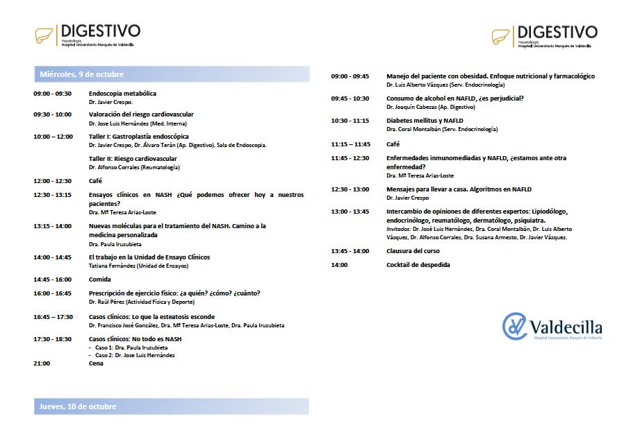 Javier Crespo (@drjaviercrespo) on Twitter photo II edición del PRECEPTORSHIP EN NASH (8,9,10 octubre) del Hospital Marqués de Valdecilla, organizado por Javier Crespo, Mayte Arias-Loste y Paula Iruzubieta. Una oportunidad para debatir sobre una enfermedad que nos ocupará las próximas décadas.
<a href="/AEEHLiver/">Asociación Española para el Estudio del Hígado</a> <a href="/sepdigestiva/">Sociedad Española de Patología Digestiva (SEPD)</a> II edición del PRECEPTORSHIP EN NASH (8,9,10 octubre) del Hospital Marqués de Valdecilla, organizado por Javier Crespo, Mayte Arias-Loste y Paula Iruzubieta. Una oportunidad para debatir sobre una enfermedad que nos ocupará las próximas décadas.
<a href="/AEEHLiver/">Asociación Española para el Estudio del Hígado</a> <a href="/sepdigestiva/">Sociedad Española de Patología Digestiva (SEPD)</a>