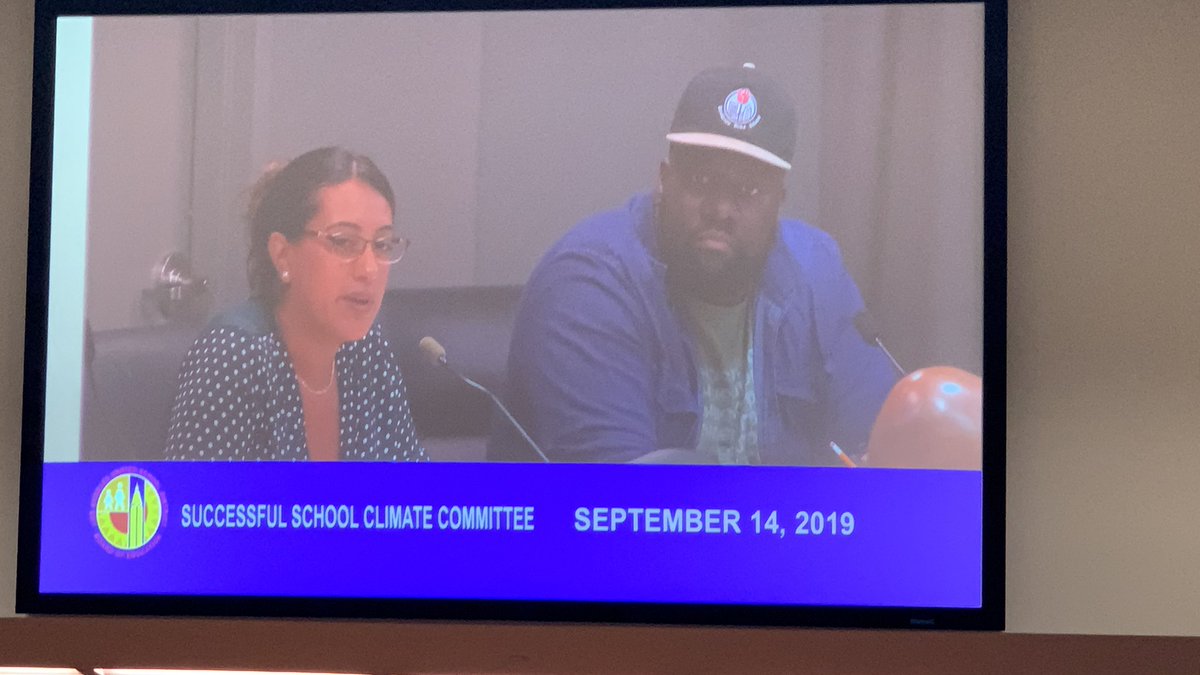 AnaGracielaNM's tweet photo. @ @LASchools this morning for the Successful School Climate Committee! Because positive school climates lead to safer schools. #EndRandomSearches #HereToLearn https://t.co/2fSk74sDoT