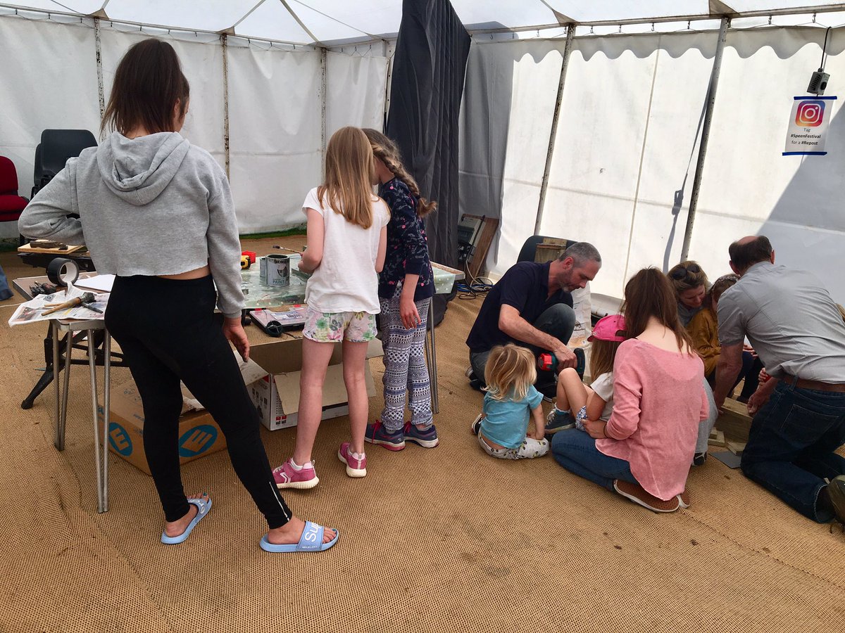 This morning we held a family nature workshop, inviting kids in our community to come along to see exhibits of local wildlife, build bat and bee boxes, learn about insects through art, take on a recycling plastics challenge and make wild flower seed bombs #speenfestival