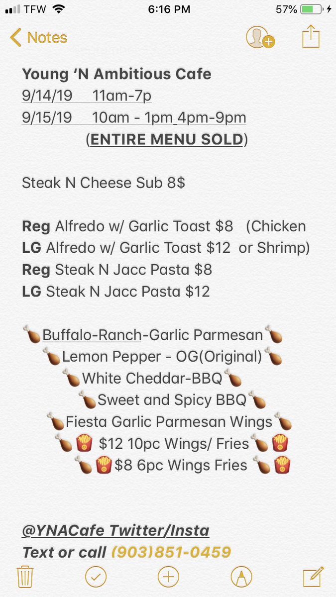 YNACafe17's tweet photo. An all Star line up #CheeseSteak #Chickenwings #Pasta #Philly #BBQ #Alfredo #YNACafe #YoungNAmbitiousCafe #ChefBlaccEyePeas #Lunch https://t.co/U8n0Cl0K8X