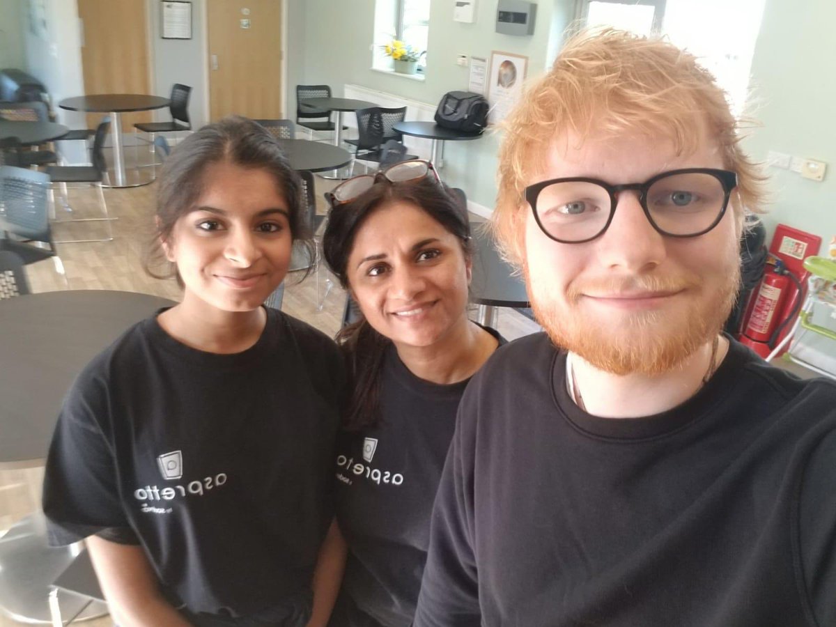 LGS_Senior's tweet photo. Great to see @edsheeran @LGS_Senior today supporting his wife who was playing hockey here today. Sami was delighted to welcome him to to Red Squirrel Coffee House! https://t.co/41X24LE3mC