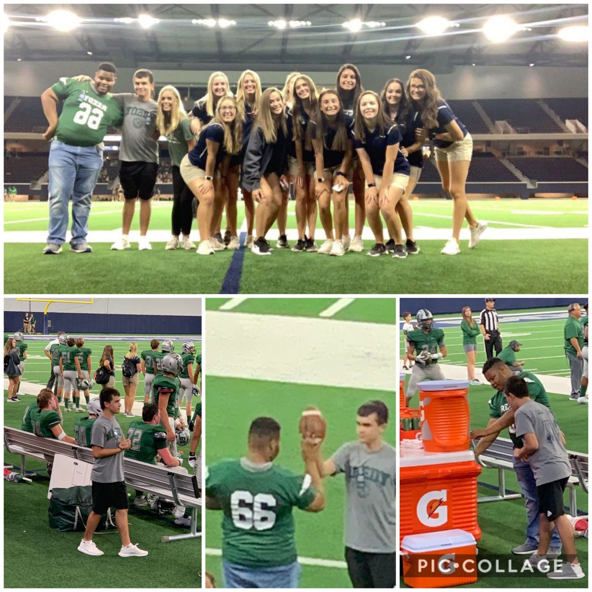 mwheeley's tweet photo. Having a kid on the autism spectrum has a long list of challenges. One of those being not really interested in social activities. Walker was invited to be one of the water boys for his schools varsity football team .He loved every second. Thank you 
@ReedyFootball @RHSFrisco https://t.co/kpfb8y3SPU