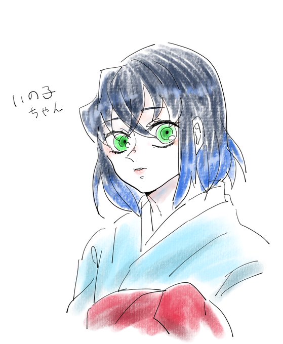 レンカさんがTwitterに投稿した嘴平伊之助(鬼滅の刃)のイラスト。