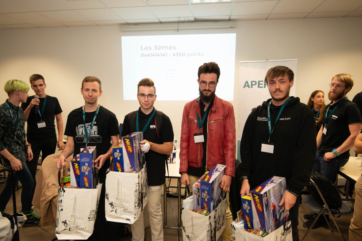 AperiKube's tweet photo. L'#AperiCTF est terminée ! Merci à tous les participants, mention spéciale à nos sponsors @AirbusCyber @Sodifrance @ENSIBS @LaPoste @Amossys @APIXIT_FRANCE @YogoshaOfficial @LPNews_PDL et @DGA MI pour nous avoir permis l'organisation de cet événement ! Et bravo aux gagnants !👏 https://t.co/Dpz9VCuV7Y