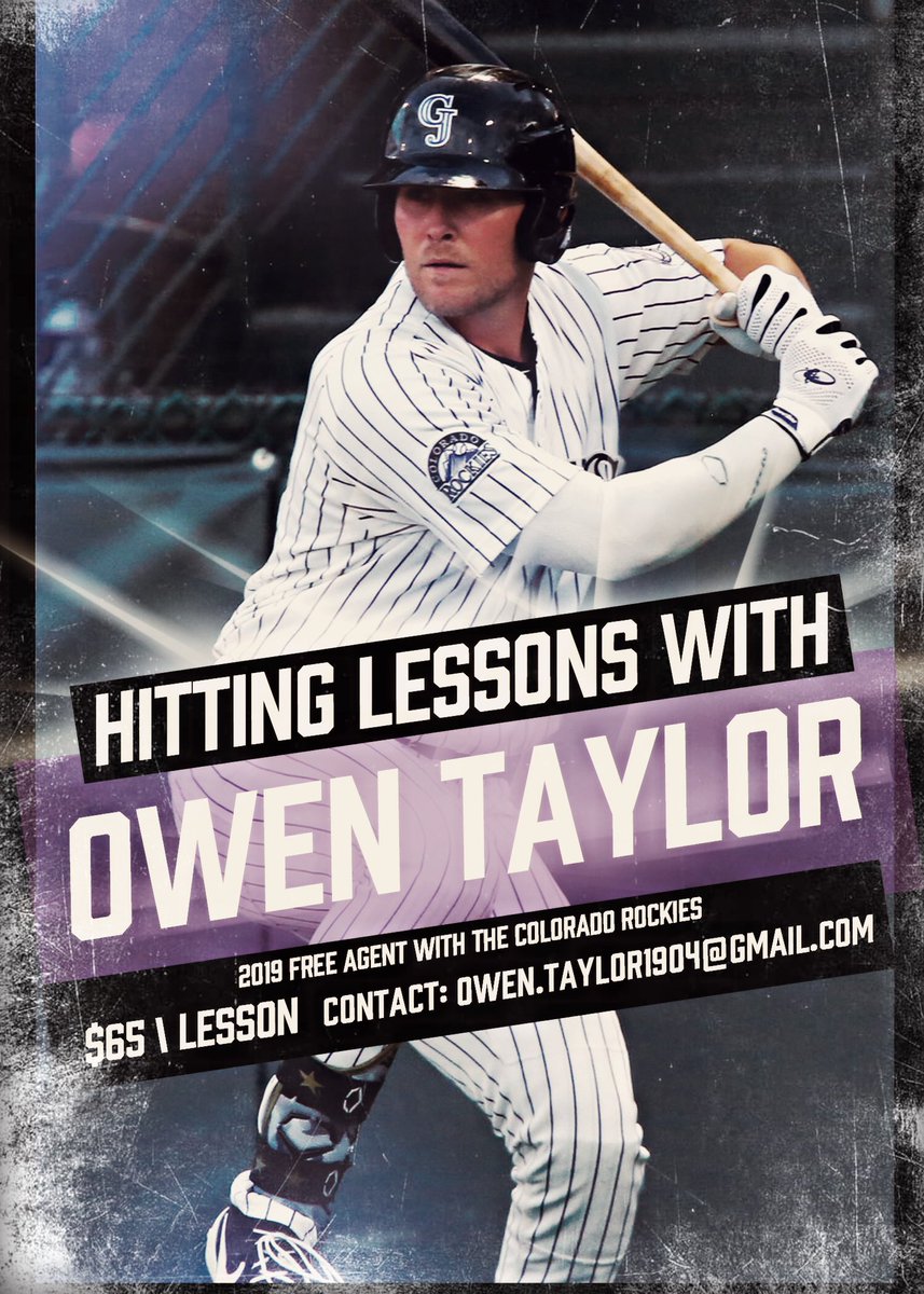 TaylorsBaseball's tweet photo. Hitting lessons available from former #TaylorGang player and namesake of the program. Last summer played with the @GJRockies. Hit up Owen if you are looking to take your hitting to the next level. #ozone #TheOX https://t.co/fDJkSiZsBY