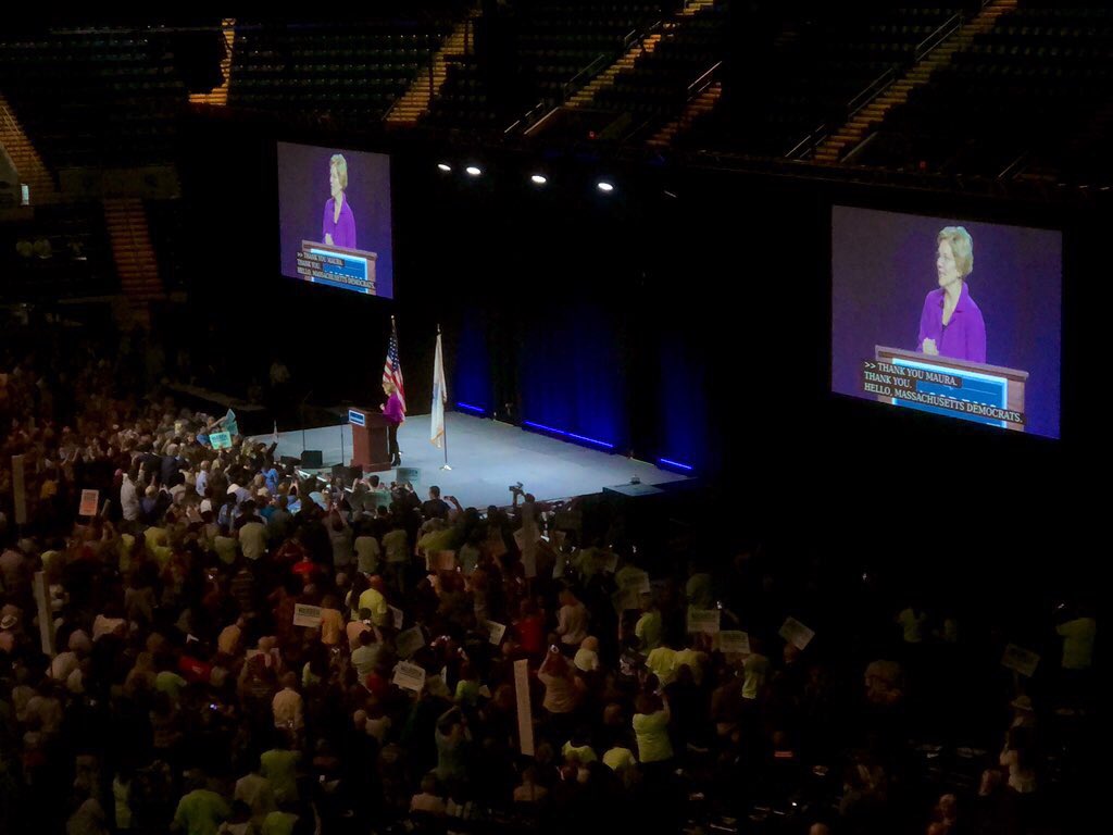 Attending <a href="/massdems/">Massachusetts Democratic Party</a> convention. Watching <a href="/ewarren/">Elizabeth Warren</a> #Dynomite #MAPoli #RoxBury #BosPoli