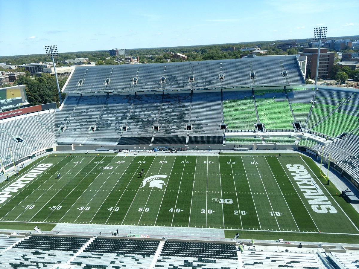 Press box view just over 2.5 hours before kickoff