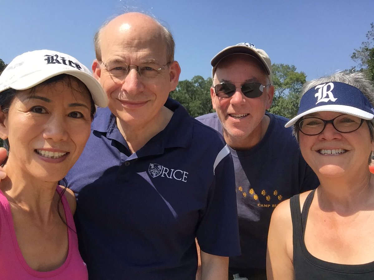 Haas_CathyG's tweet photo. A pleasure to chat with President @davidleebron and @YPingSun on our walk across @RiceUniversity after watching a bit of @RiceUltimate. @MarshallDoty made the right choice for his education. #houstonishot #authentic #saturdaymorningwalk https://t.co/RQXljOZgbf