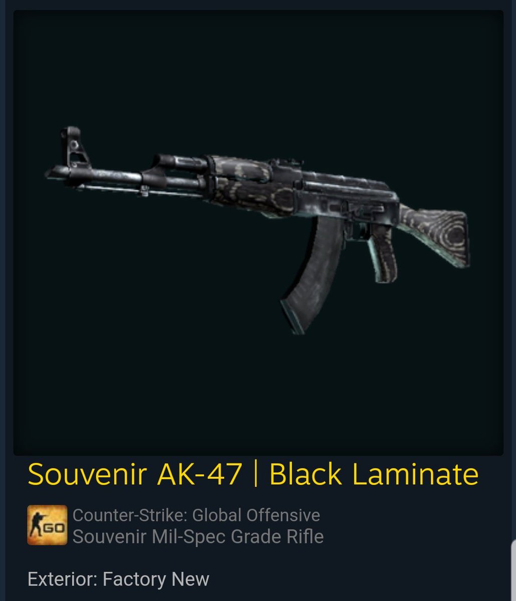 ohnePixel on Twitter: "Souvenir AK-47 Black Laminate *20 days after it started dropping* Highest Sale Price = $660 💸 Souvenir / Non = ~30% higher $ Current Supply = 2,346 FNs = 22 https://t.co/arVsyQjflp" / Twitter
