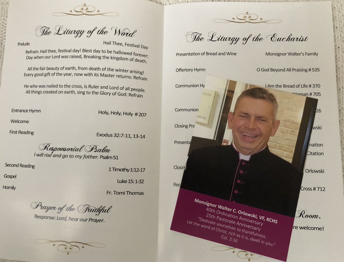 StMatthewNorwlk's tweet photo. Today’s the day! 4pm Mass - join us as we give thanks for Msgr Walter’s 25 years as Pastor &amp; 40th Ordination Anniversary! Souvenir Prayer Cards at this Mass of Thanksgiving; Reception in Great Room with Zody’s hors d’oeuvres. “Let the Word of Christ, rich as it is, dwell in you.” https://t.co/mGSolFABdq