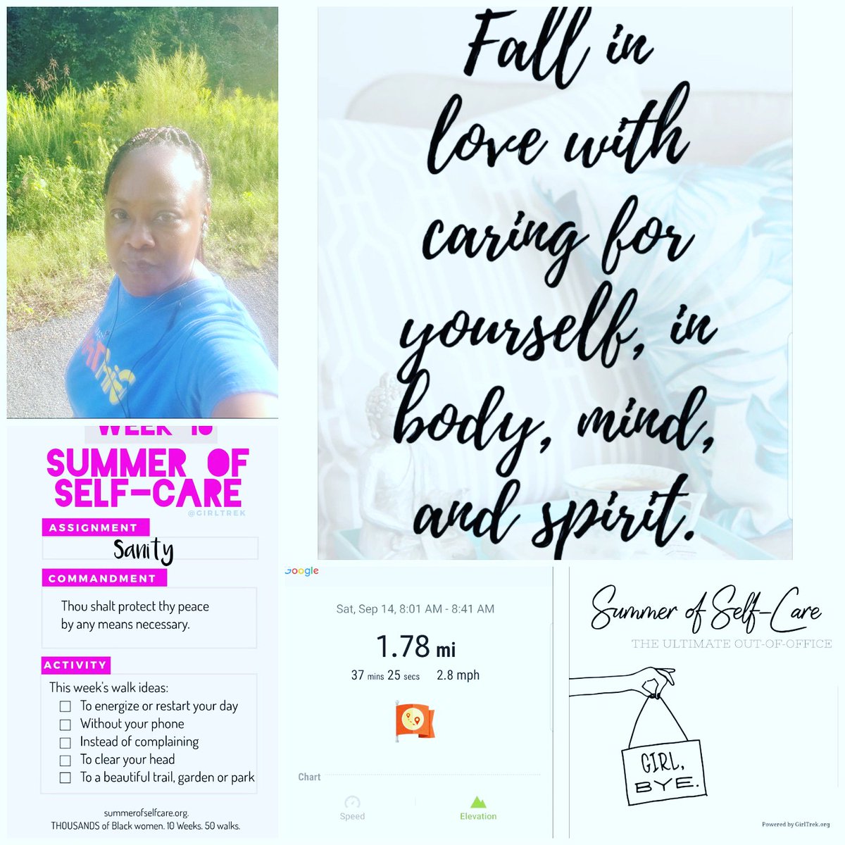 vanilla7162's tweet photo. Week 10 Day 5:  Restarting my day! 
 Challenge  Completed. #GIRLTREK #10weekchallenge #summerofselfcare #soul #sanity #solidarity #slowdown #sizzling #smile #sweat #savor #stressfree #SuperheroSaturday https://t.co/nZLWcmLXml