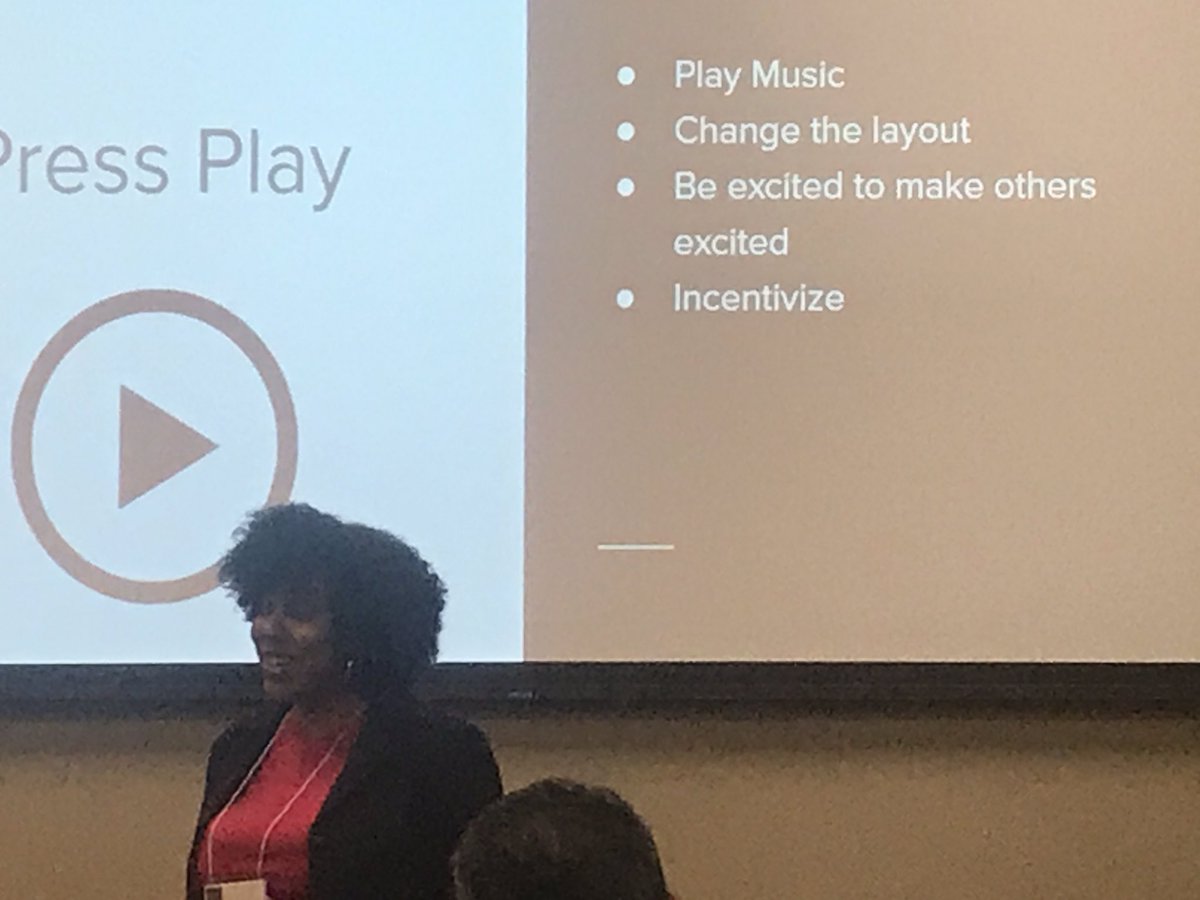 DMKrenek's tweet photo. Ready to take a spin as DJ with the amazing April Hart during “From Turntables to Lesson Plans: 5 Ways Thinking Like a DJ Can Radically Change Your Classroom.” #hap2019 #ignition2019 🙌 Showing my #BengalPride and looking forward to implementing new ideas @BryantElem! https://t.co/CeRr79cy2g