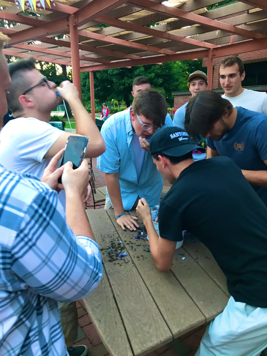DrurySigmaPi's tweet photo. Last night, our brothers (with the help of some friends) set a new record for the Gallon Challenge at Dunk a KD! Impressive... and gross... https://t.co/k0jE8KypA2