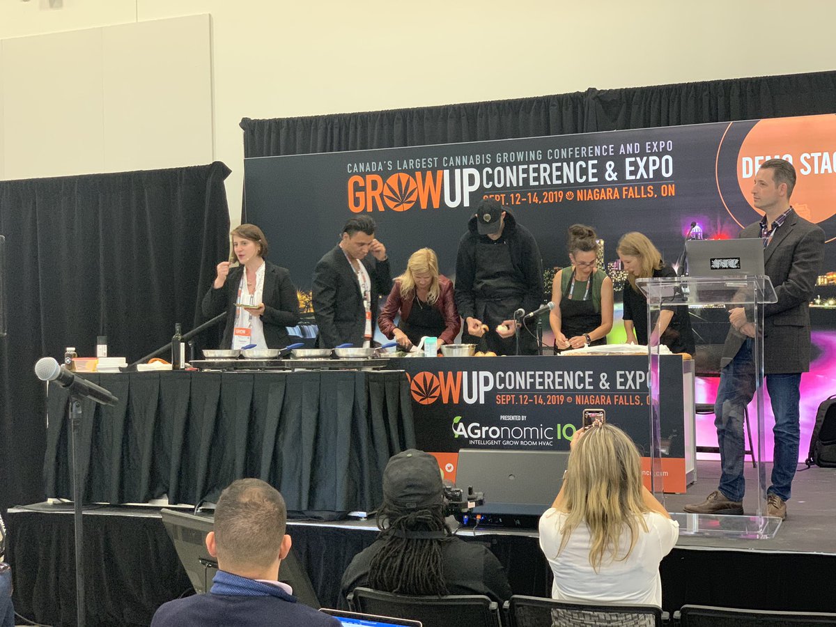Learning how to cook with Cannabis at Grow Up Conference 👨🏽‍🍳👩🏻‍🍳 !

Thanks to David Brott and Tamara Lilien from Culinary Cannabis Association (CCA) &amp; Pat Newton of <a href="/MunchyBrothers/">Munchy Brothers</a> for the very informative segment and delicious samples 🌱😋

#GrowUp19 #BustingStigmas #Edibles