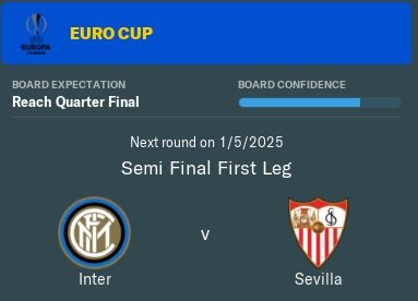 RedcarUnited's tweet photo. Well well well that is an interesting draw. Taking on my first club in this save - Inter. 2 seasons there won the league and champions league. AND Sevilla's previous manager Gallardo is now inter manager! oooooo! #FM19 @FMCreators #newrival https://t.co/rxlUj98Q8z