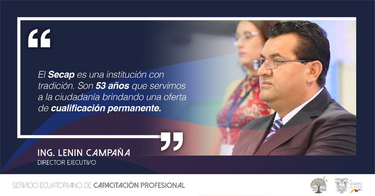 secap_ec's tweet photo. “Desde el 2013, tenemos  la capacidad de reconocer la experiencia a través de la entrega de la Certificación por Competencias Laborales.” @lenincampana #FeriaSetec2019 #MiExperienciaSecap https://t.co/KrxzyC2vDe