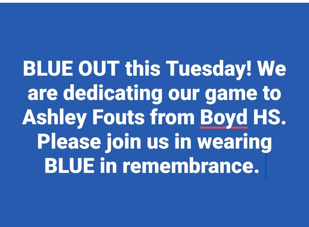 SaginawRRVB's tweet photo. Please join RRVB this Tuesday in wearing BLUE. We are dedicating our game to Ashley Fouts, her family, and teammates Our opponent is Azle. JV/Freshmen @ 5:30pm Varsity @ 6:30pm.
#BoydSTRONG #WeAreWithYou
#OneProgram🏐#OneGoal🏆#OneHeart❤ https://t.co/5MRt9wV3tS