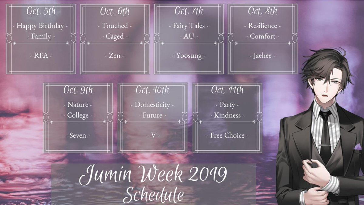 JuminWeek2019's tweet photo. Juju week to start on Jumin's Birthday! Don't lose the chance of participating on the first event dedicated to this wonderful man hosted here on Twitter!
#juminhan #jumin #hanjumin #juminxmc #juminroute #juminweek #juminweek2019 https://t.co/BF7pYkDTMY