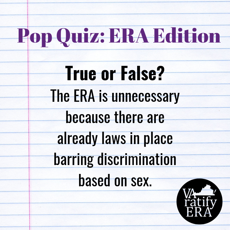 VoteEqualityUS's tweet photo. We're making it a little more challenging today! Test your #EqualRightsAmendment knowledge. We'll even give you a hint: #patchworklawsdontwork #VAWA 

#VAratifyERA #ERA2020 #EqualityCantWait https://t.co/ilR491GIMQ
