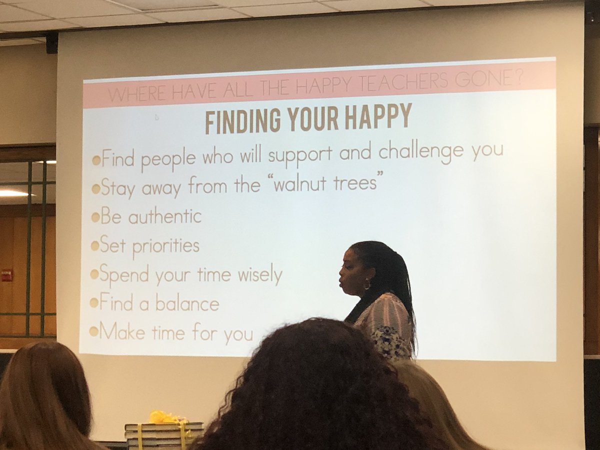 KatieSundheimer's tweet photo. Vera Ahiyya, the tutu teacher, encourages the teachers to find your happy and stay away from the walnuts! https://t.co/oLJ8rV53kz