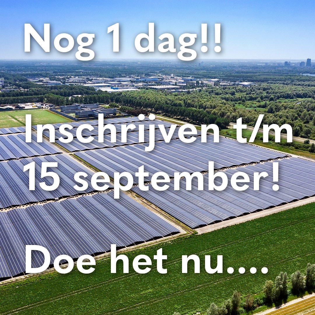 zuyderzon's tweet photo. Tot nu toe investeerden Flevolandse burgers meer dan 750.000 euro om te participeren in ons zonnepark. Da's niet vreemd want dan ontvang je een rente van 4% - 7%. Maar let op.. meedoen kan nog tot morgenavond!! Dus ga snel naar https://t.co/ki4LqL8my4 en schrijf je in.... https://t.co/tHcdTRR4kc