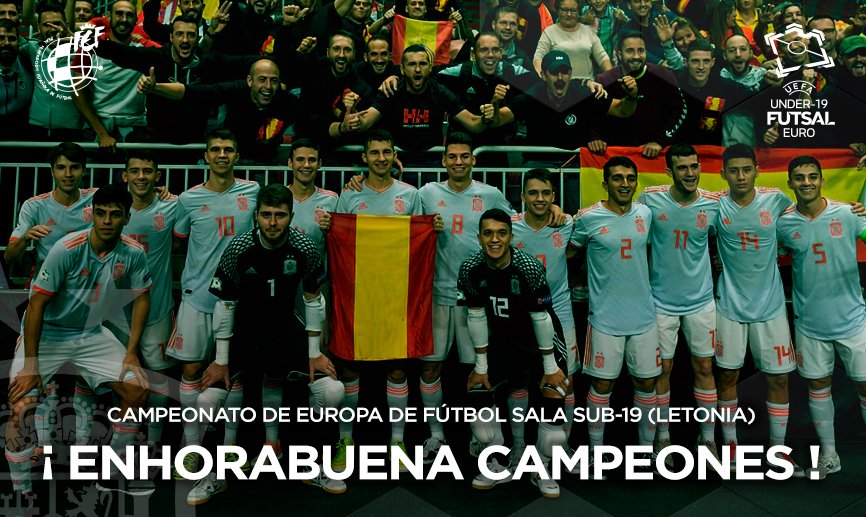 SEFutbol's tweet photo. 🏁 ¡¡¡FINAL DEL PARTIDO!! 🏁

¡España se proclama CAMPEONA de la primera edición del #U19Futsal 🤩!

¡¡5⃣ partidos y 5⃣ victorias 🙌!!

¡¡ENHORABUENA, EQUIPAZO ❤!! https://t.co/KhKOUN3wQD