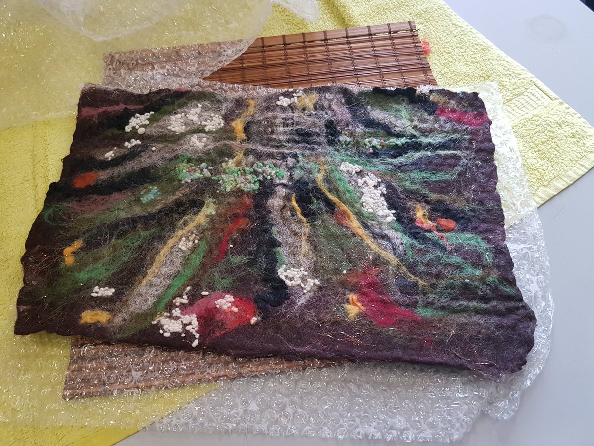 FeltSteph's tweet photo. Fabulous ideas, colours, textures and movement in the work made at my wet felting workshop this morning @traenerhus #Hull #creative #craftinhull #feltworkshop https://t.co/wp2yWBa3X4