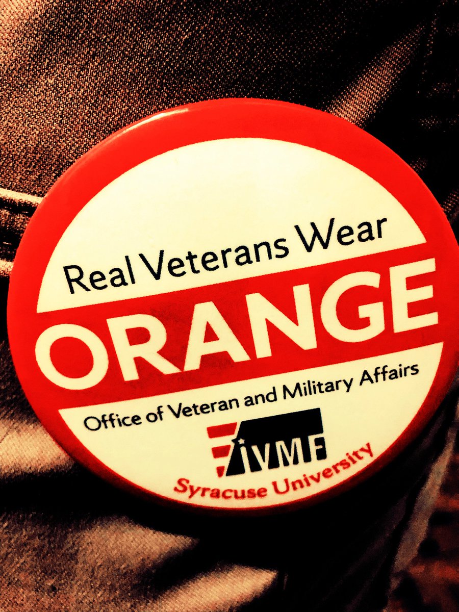 SyracuseSoldier's tweet image. Who wearing their pin today? @IVMFSyracuseU @DrMikeHaynie @SyracuseOVMA #CuseForTroops #BestPlaceForVeterans #RealVeteransWearOrange #IVMF @Cuse @CuseFootball