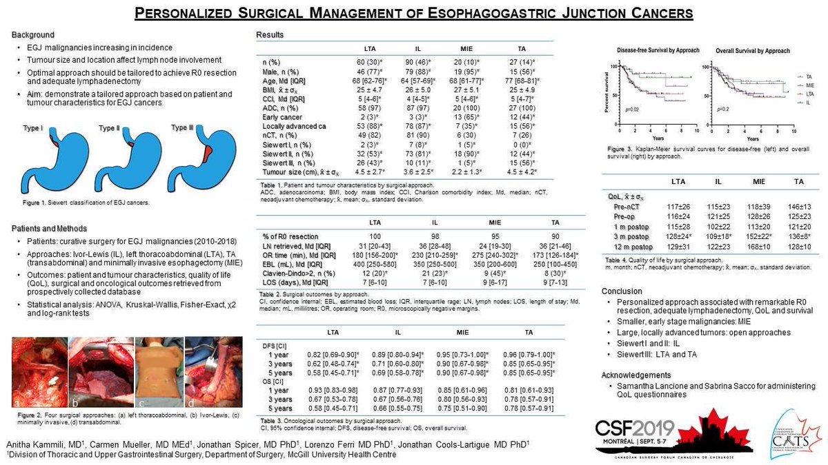 biniamkidaneMD's tweet photo. @BigBadBillroth @mcgillu @McGillGenSurg @DoctorJSpicer @ThoracicsCanada @CAGS_Residents @CAGS_ACCG Here it is. Hopefully, better resolution.
Dr Kammili from @McGillGenSurg @mcgillu presenting on Personalized Surgical Management of Esophagogastric Junction Cancers. #2019CSF @ThoracicsCanada @DoctorJSpicer https://t.co/bnNGhh4qXw