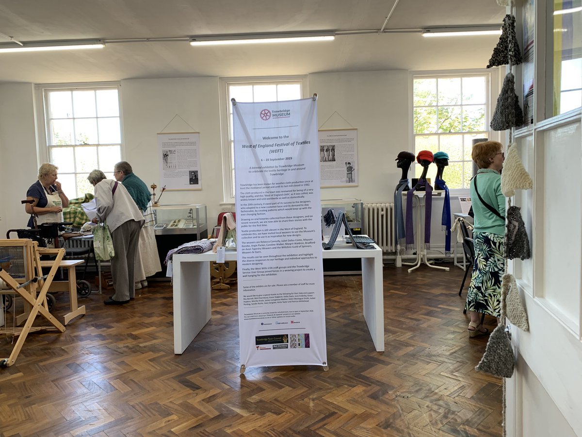 DrawingProjects's tweet photo. #WEFT2019  by #TrowbridgeMuseum was busy with weaving demonstrations by the contemporary weavers invited to respond to the collection of @TrowMuseum for #HeritageOpenDay and #ExploreArtTrowbridge #textilestown #weavingheritage #HOD2019 #MaryQuant #MayumiKaneko #drawingwiththread https://t.co/P58Qr29Apz