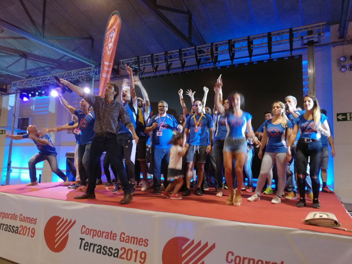corpgt2019's tweet photo. Les tres empreses finalistes de la desfilada inaugural dels #CorporateGamesTerrassa2019 són Estamp, @accentsocial_ i Star's Gym! https://t.co/j1ysf7l4EM