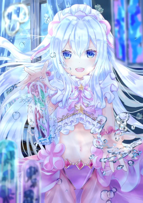 海底雑貨屋お手伝い中のマナちゃん
※オリジナル衣装注意
 #白猫お絵描き 