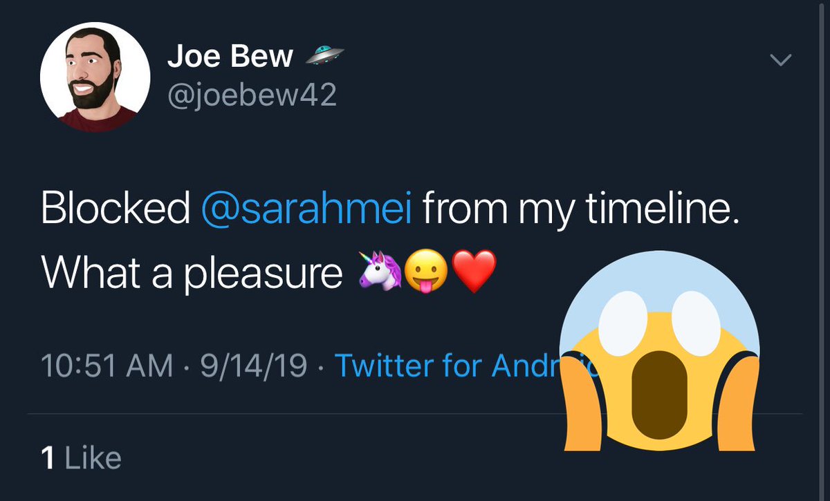 A tweet in which he brags about blocking me