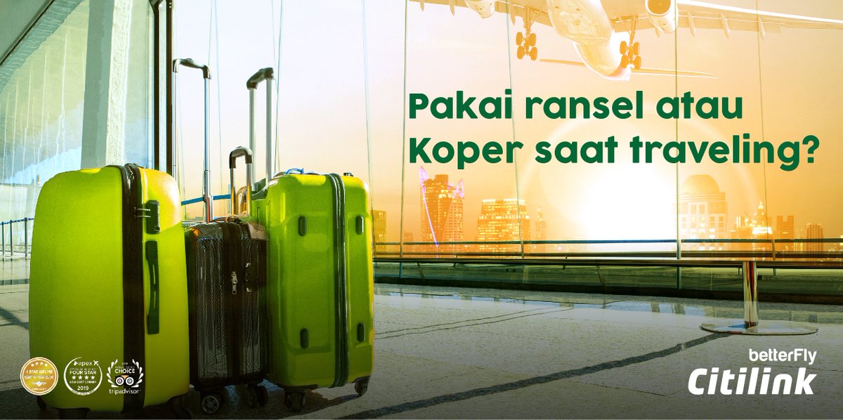 Citilink's tweet photo. Citilinkers lebih memilih pakai ransel atau koper ya saat berpergian dengan pesawat? https://t.co/HwoeFPw8oE
