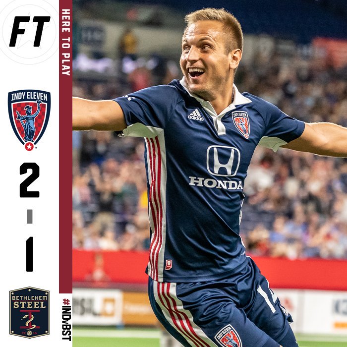 IndyEleven's tweet photo. ⌛️ FINAL | WHAT A NIGHT! That's now 2⃣3⃣ undefeated at @LucasOilStadium 

🔵2-1⚪️
#INDvBST | #HereToPlay | #IndyForever https://t.co/BzIX0mcSQZ