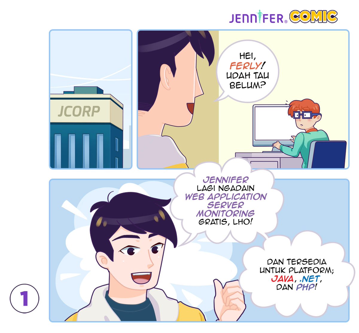 btekno's tweet photo. Mau monitoring aplikasi buatanmu (java,php,net) dengan JenniferSoft gratis ? Baca komik penjelasannya di https://t.co/3GVqTTrZ4h , buruan daftar di: https://t.co/KV29ZErT4z Dan kalau kamu ingin tahu apa itu jennifersoft baca dulu aja https://t.co/lAMjuy6QoD https://t.co/nvWsc3ZdtR