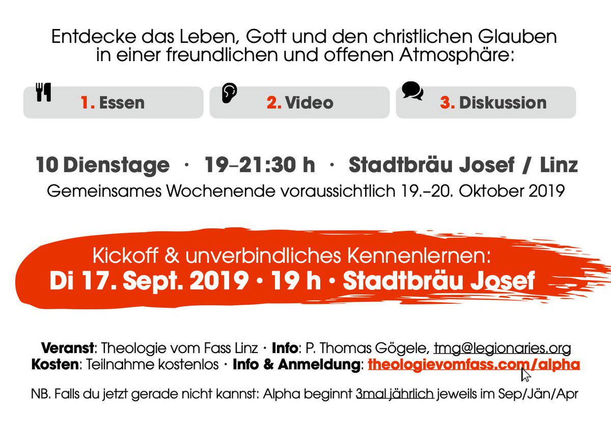 TvFass's tweet photo. Neuer Alpha Start in Linz: ENTDECKE Leben, Glauben, Sinn! - https://t.co/gIwkt432sj https://t.co/LO9bwDWumm