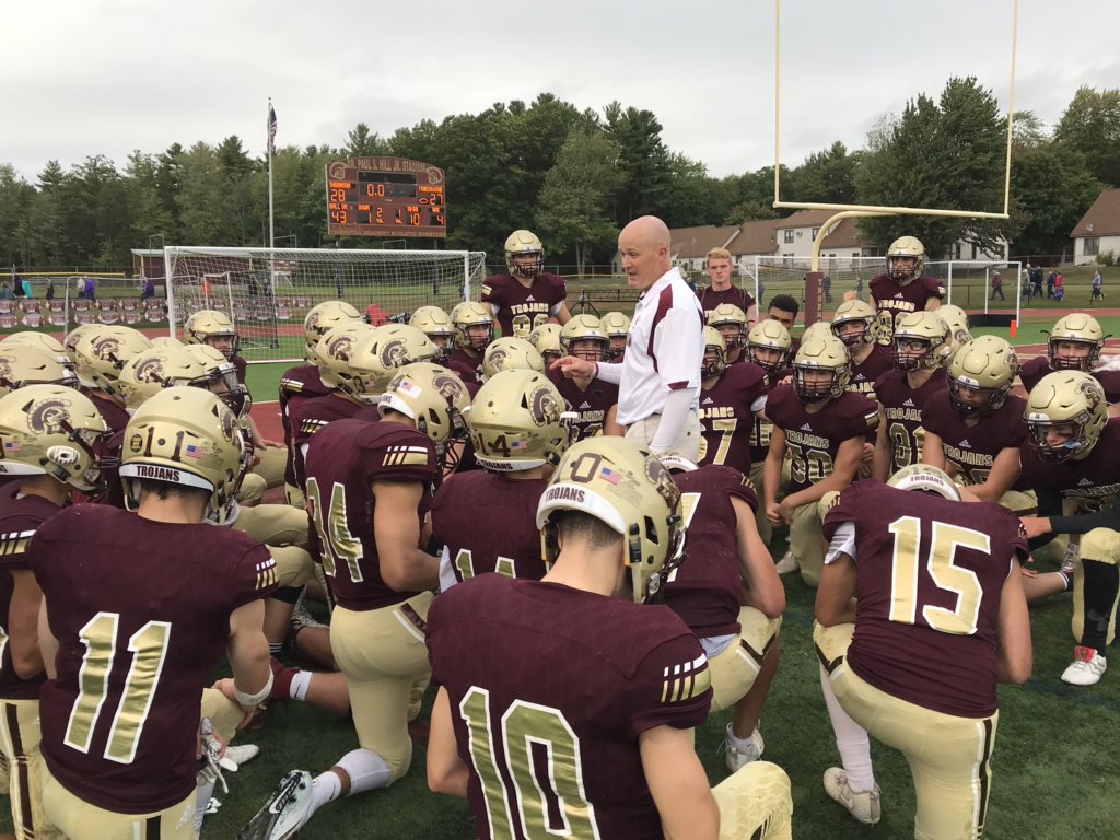 Thornton_FB's tweet photo. Great team win today against @mhshawks! A hard-fought battle for 48 minutes sees the Trojans prevail, 28-27. Trojans move to 2-0 on the season and travel to Lewiston next week #TrojanPride @Thornton_FB @ThorntonAcademy https://t.co/2Xj3rKqJSB