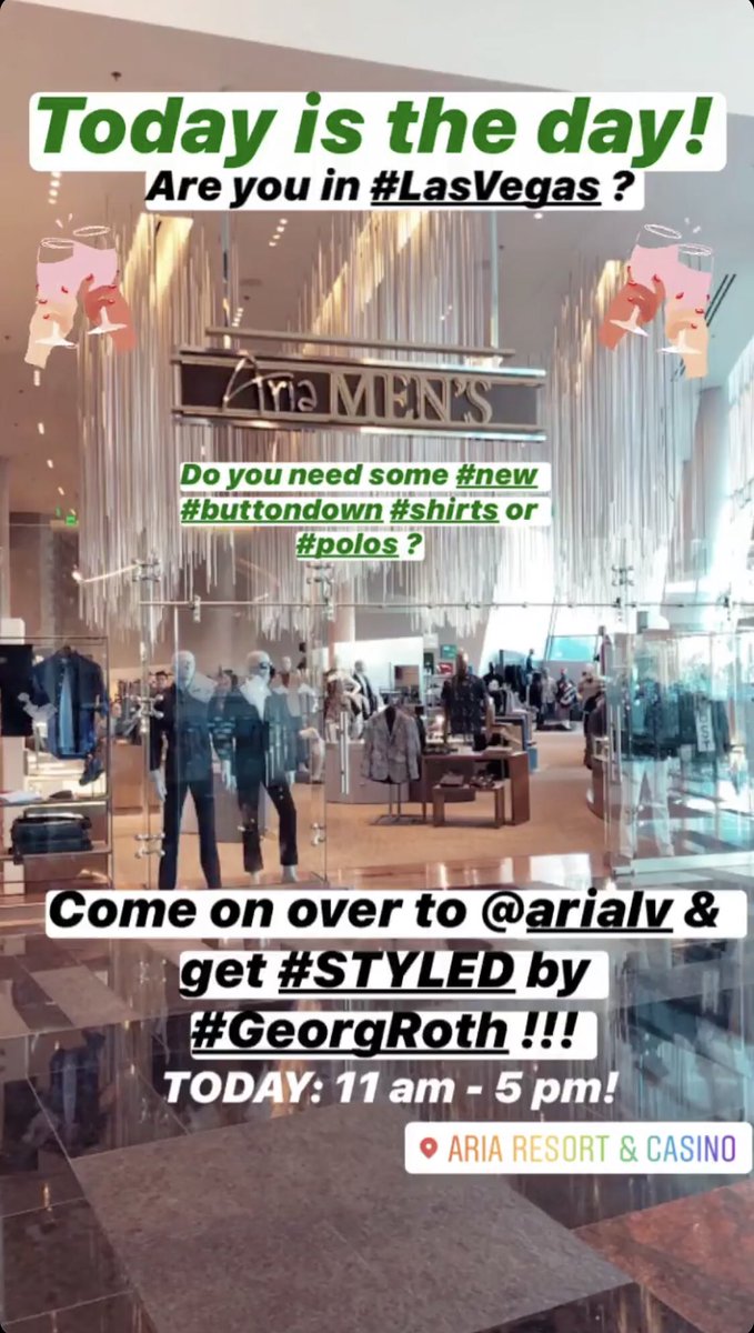 GeorgRothLA's tweet image. TODAY’s the day!  Get STYLED by Georg himself at @arialv ! Come to the Men’s Store &amp;amp; check out our newest collection, filled with THE BEST Pima Cotton Tees &amp;amp; Polos as well as our incredible #ButtonDowns 🥇 
•
#lasvegas #fashion #mensfashion #clothing #shopping #weekend #casino